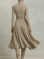 Knit Fitted Long Sleeve Midi Dress