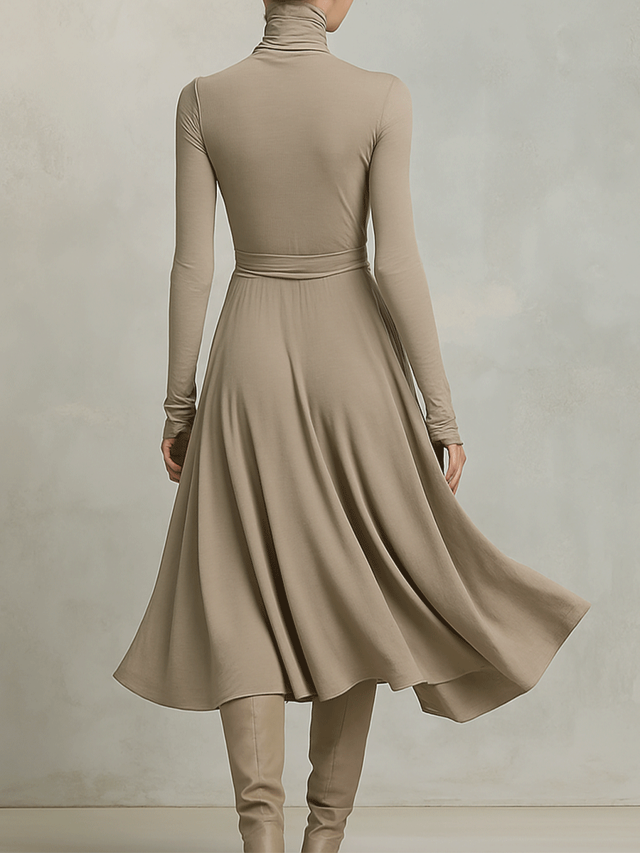 Knit Fitted Long Sleeve Midi Dress