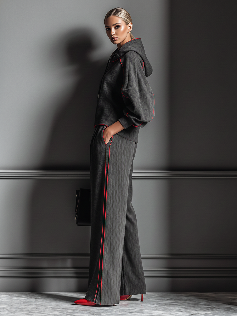 Hooded Sweatshirt & Straight Pants Set