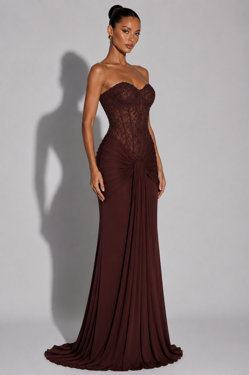 Nina Maxi Dress - Plum Brown