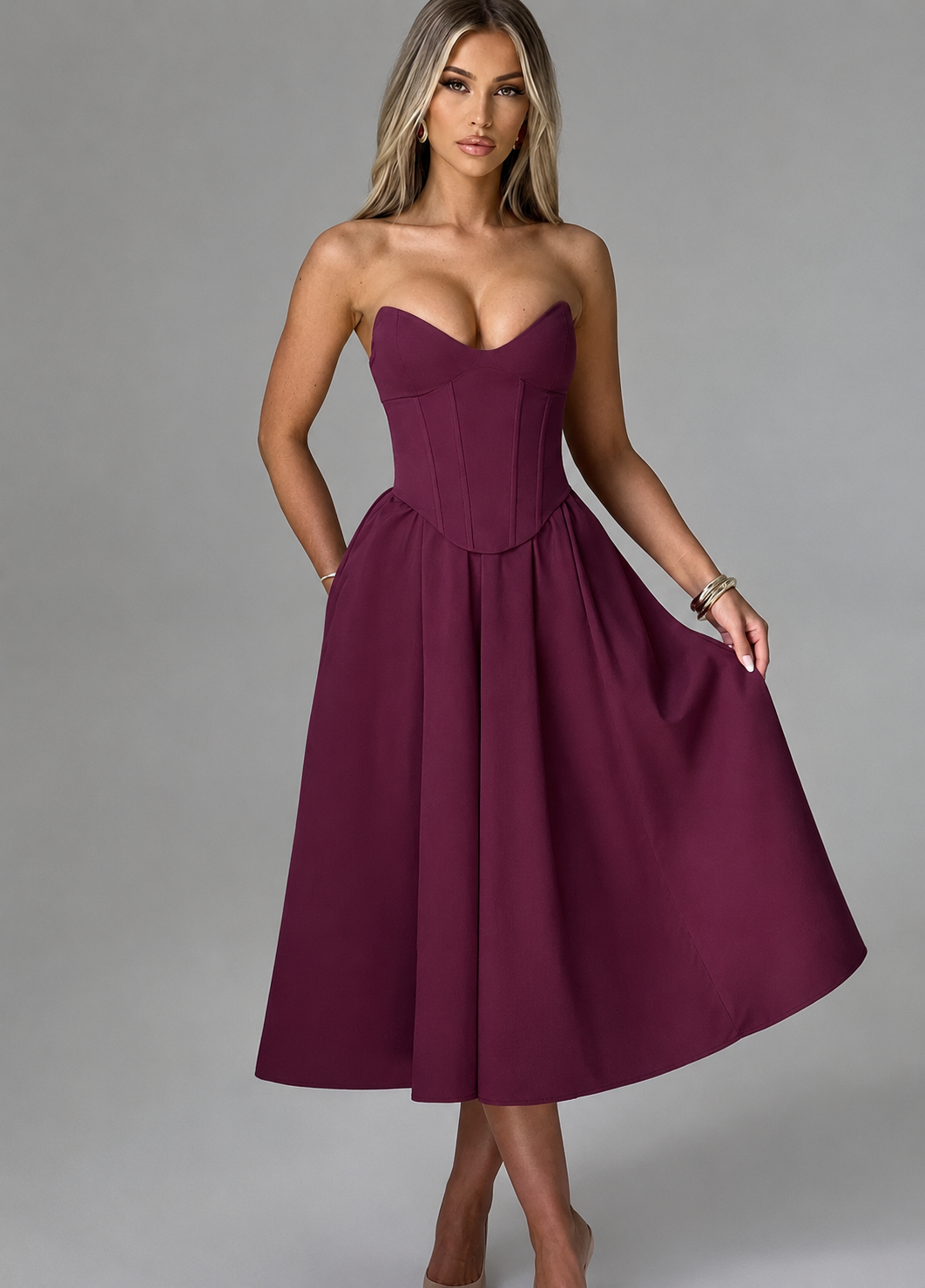 Freya Midi Dress - Cherry Lacquer