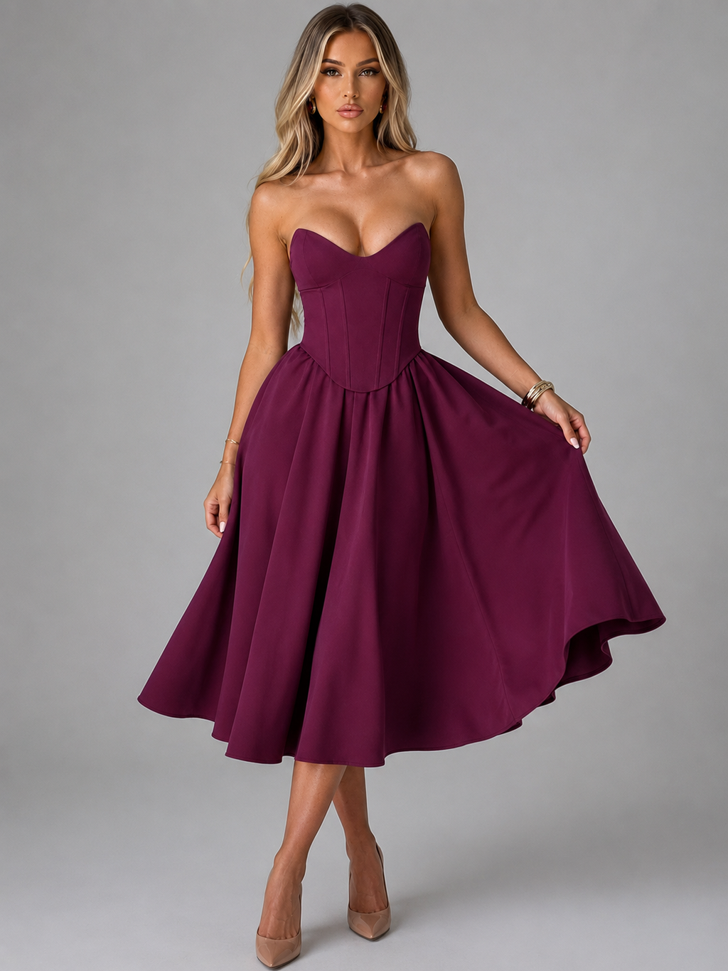 Freya Midi Dress - Cherry Lacquer