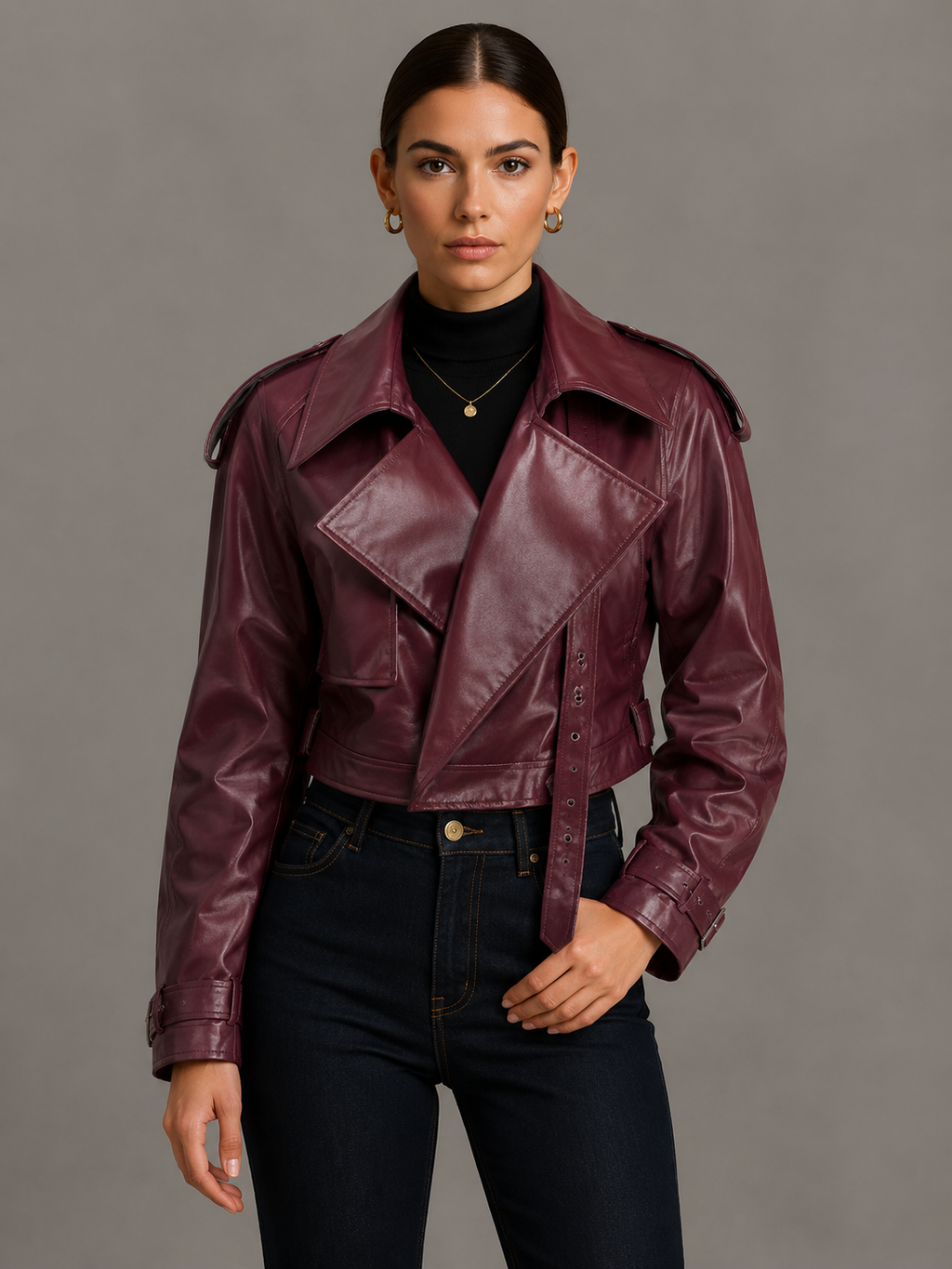 Minimalist Faux Leather Short Jacket