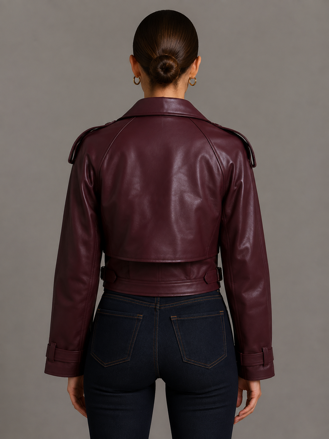 Minimalist Faux Leather Short Jacket