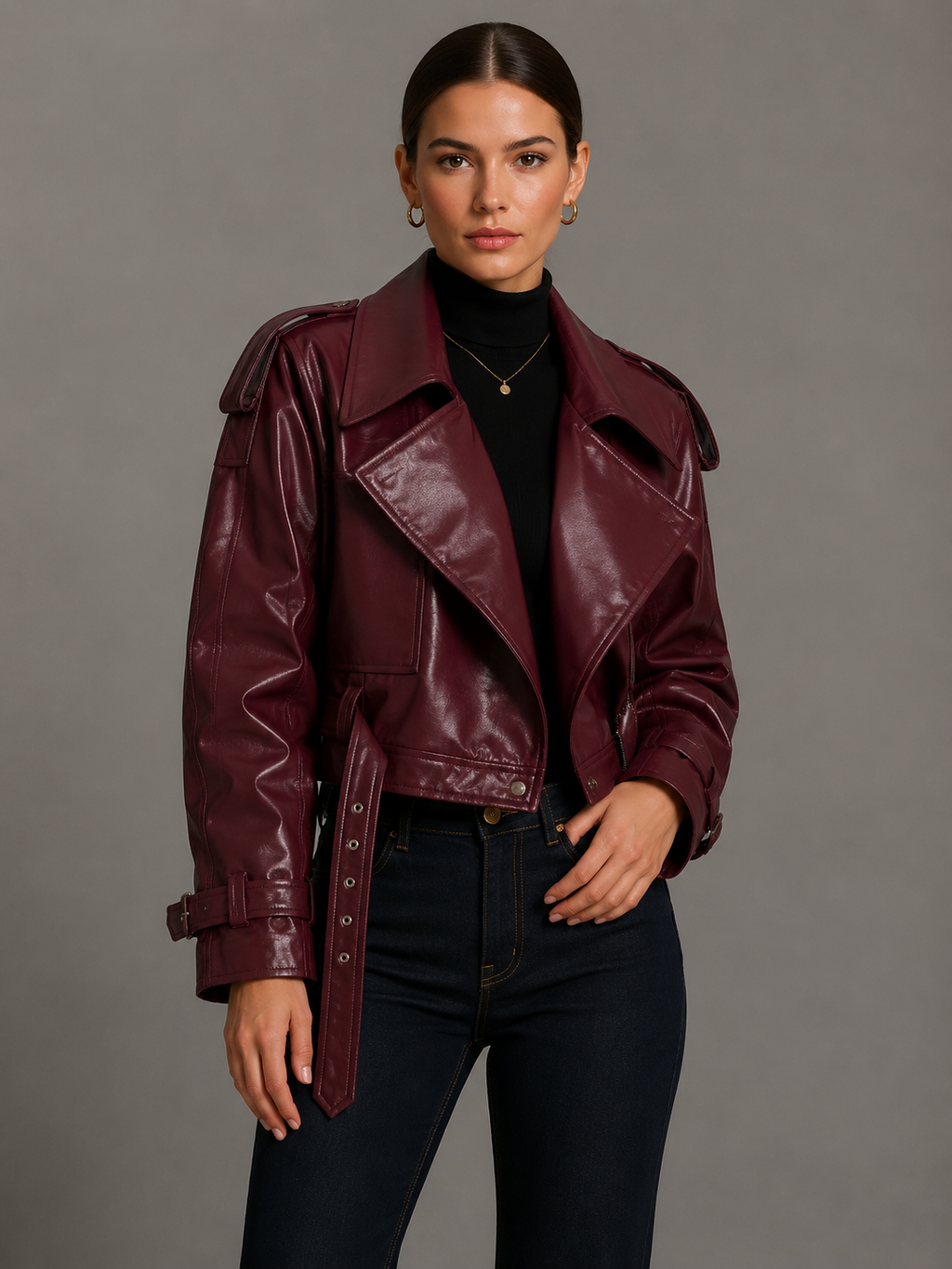 Minimalist Faux Leather Short Jacket