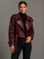 Minimalist Faux Leather Short Jacket