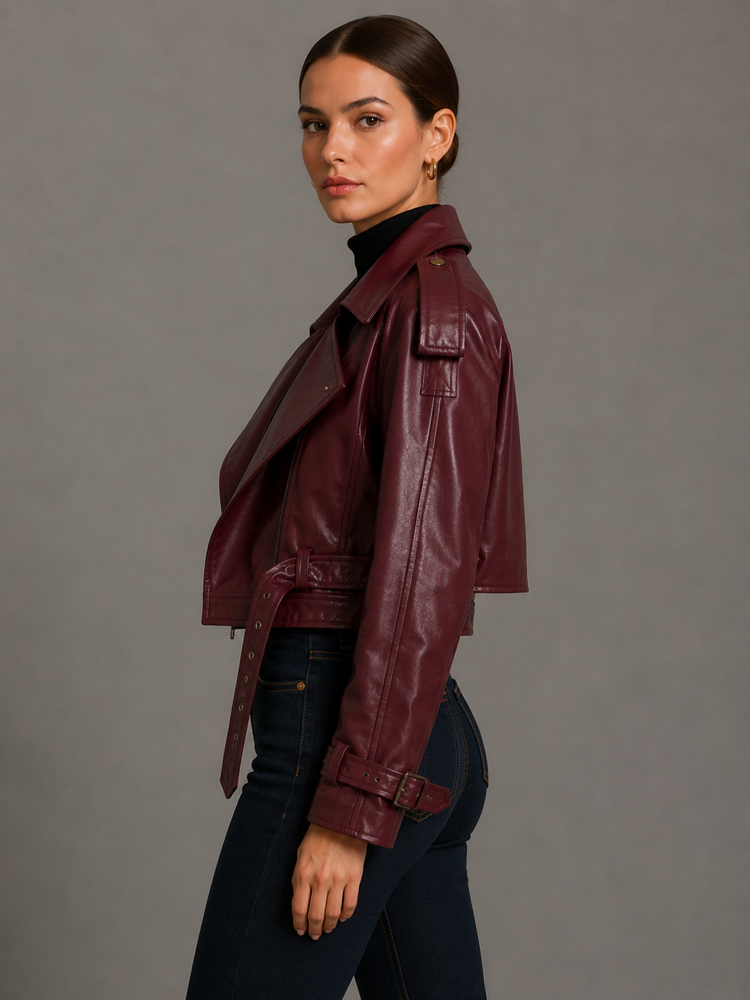 Minimalist Faux Leather Short Jacket
