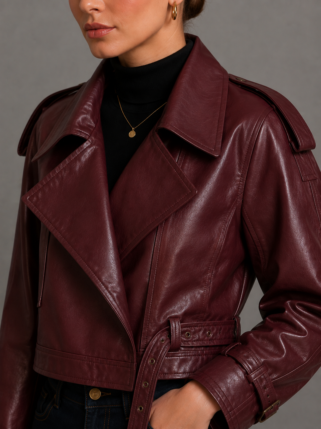Minimalist Faux Leather Short Jacket