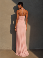 Women’s Blush Pink Linen-Blend Smocked Bust Spaghetti Strap Oversized Maxi Dress MDZ0910D1T