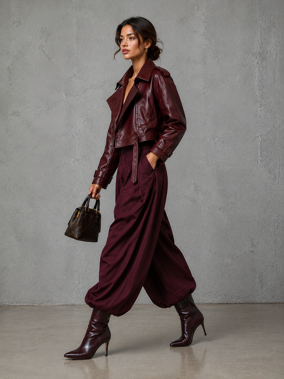 PU Leather Double-Pocket Short Jacket