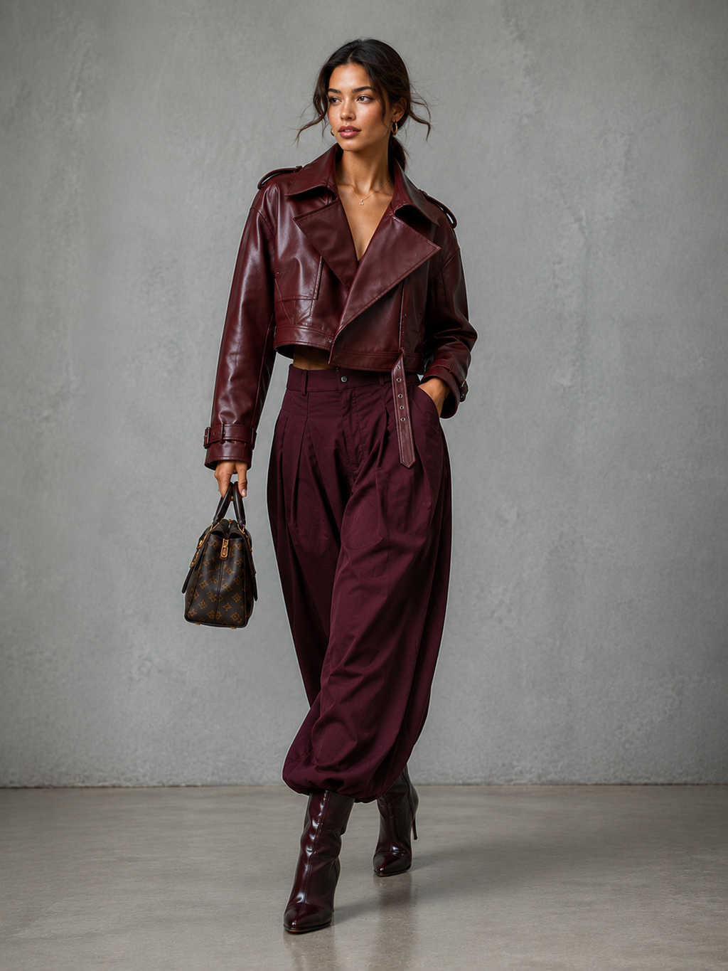 PU Leather Double-Pocket Short Jacket
