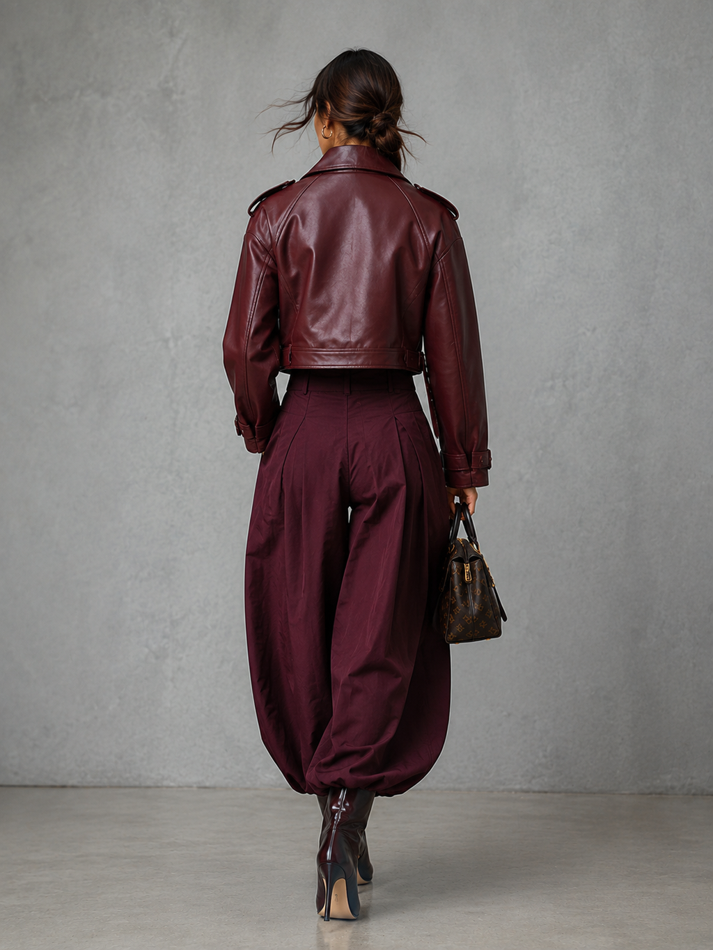 PU Leather Double-Pocket Short Jacket