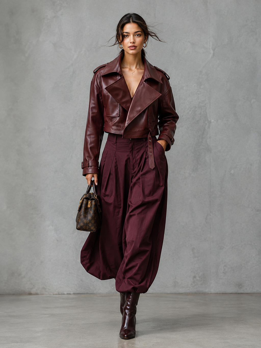 PU Leather Double-Pocket Short Jacket