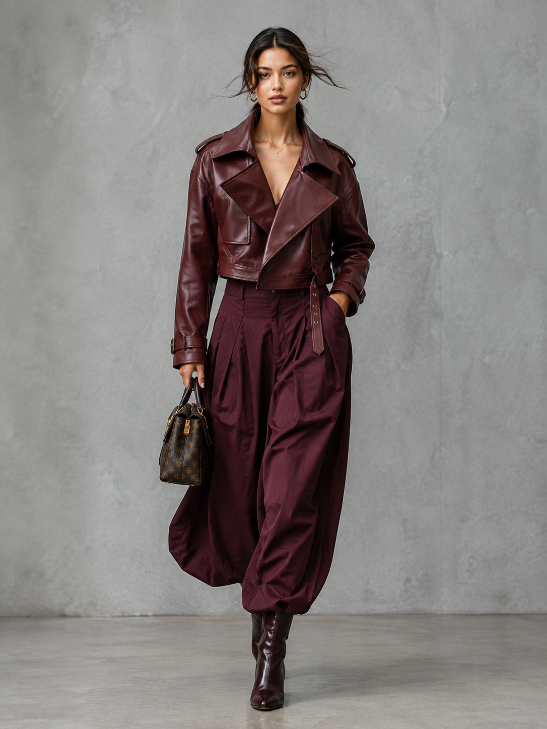 PU Leather Double-Pocket Short Jacket