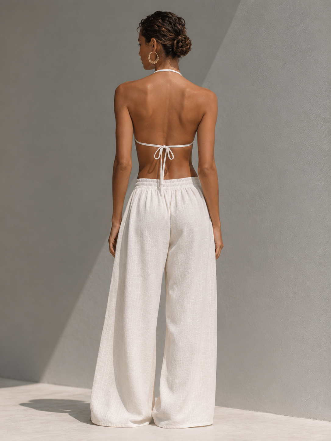 Ivory Satin One-Shoulder Asymmetrical Hem Crop Top