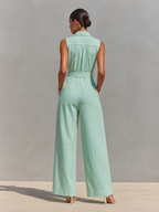 Mint Green Linen Belted Shirt Dress