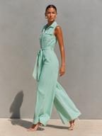 Mint Green Linen Belted Shirt Dress