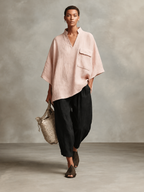 Dusty Pink Cowl Neck Poncho Top