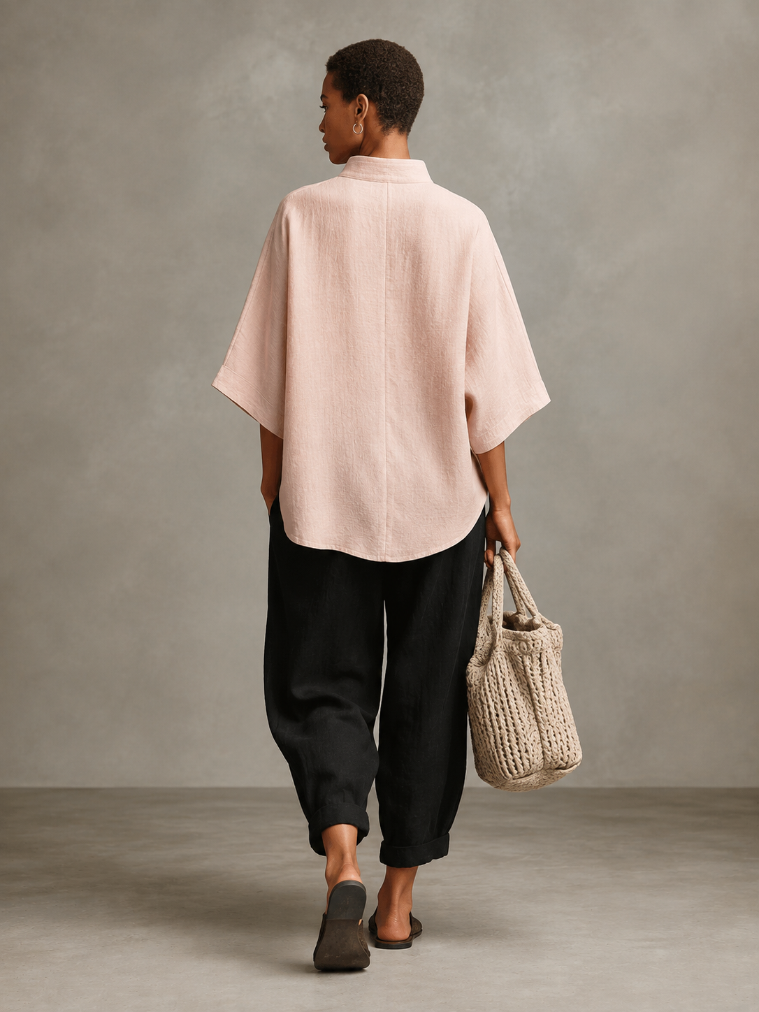 Dusty Pink Cowl Neck Poncho Top