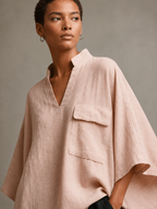 Dusty Pink Cowl Neck Poncho Top