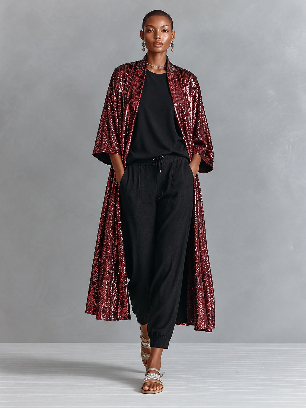 Burgundy Sequin Polo Shirt