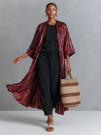 Burgundy Sequin Polo Shirt