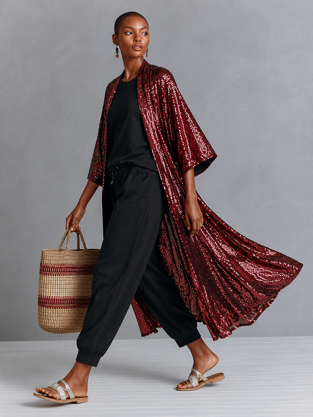 Burgundy Sequin Polo Shirt