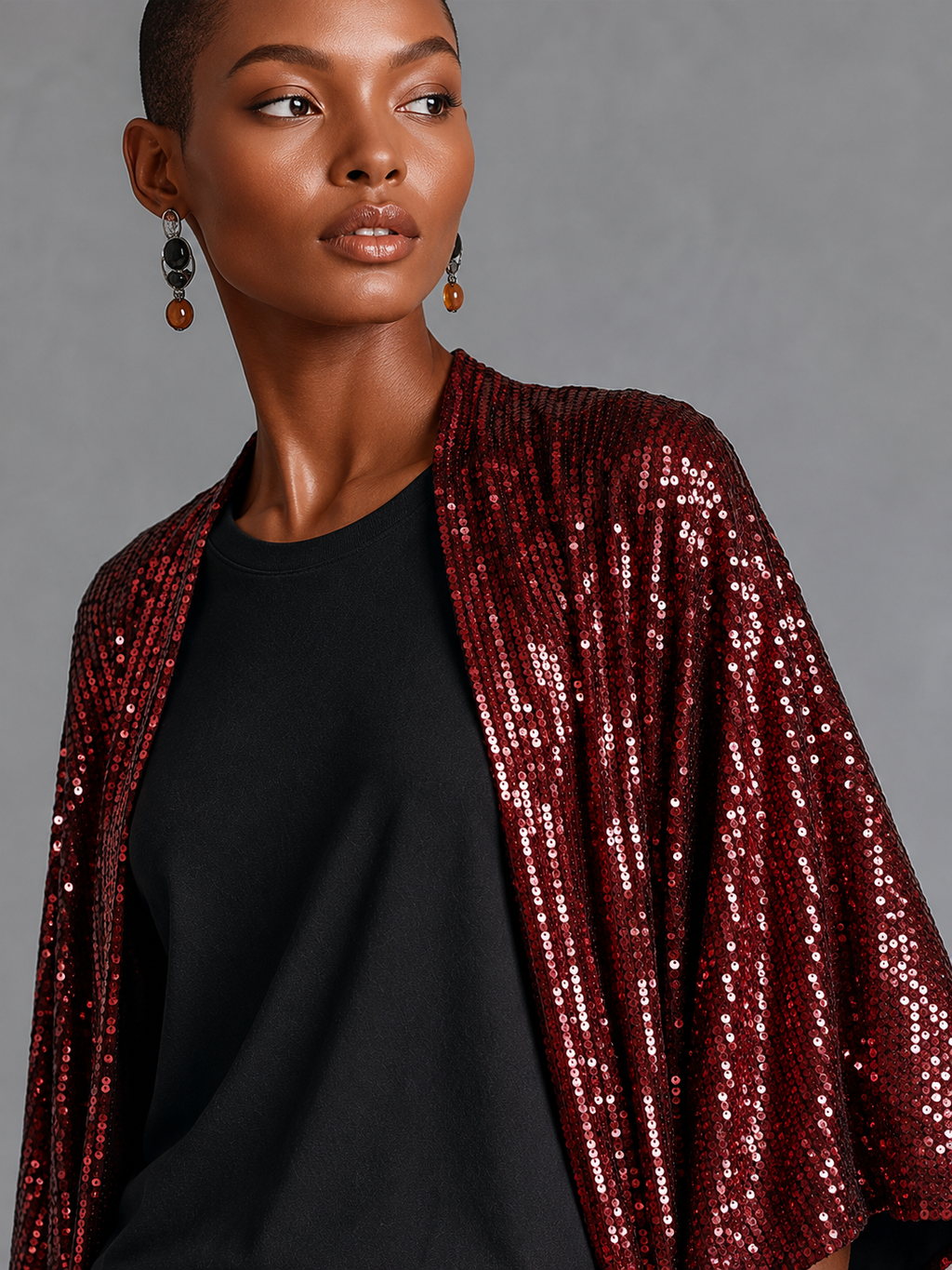 Burgundy Sequin Polo Shirt