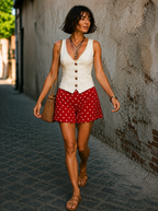 Linen V-Neck Single-Breasted Vest