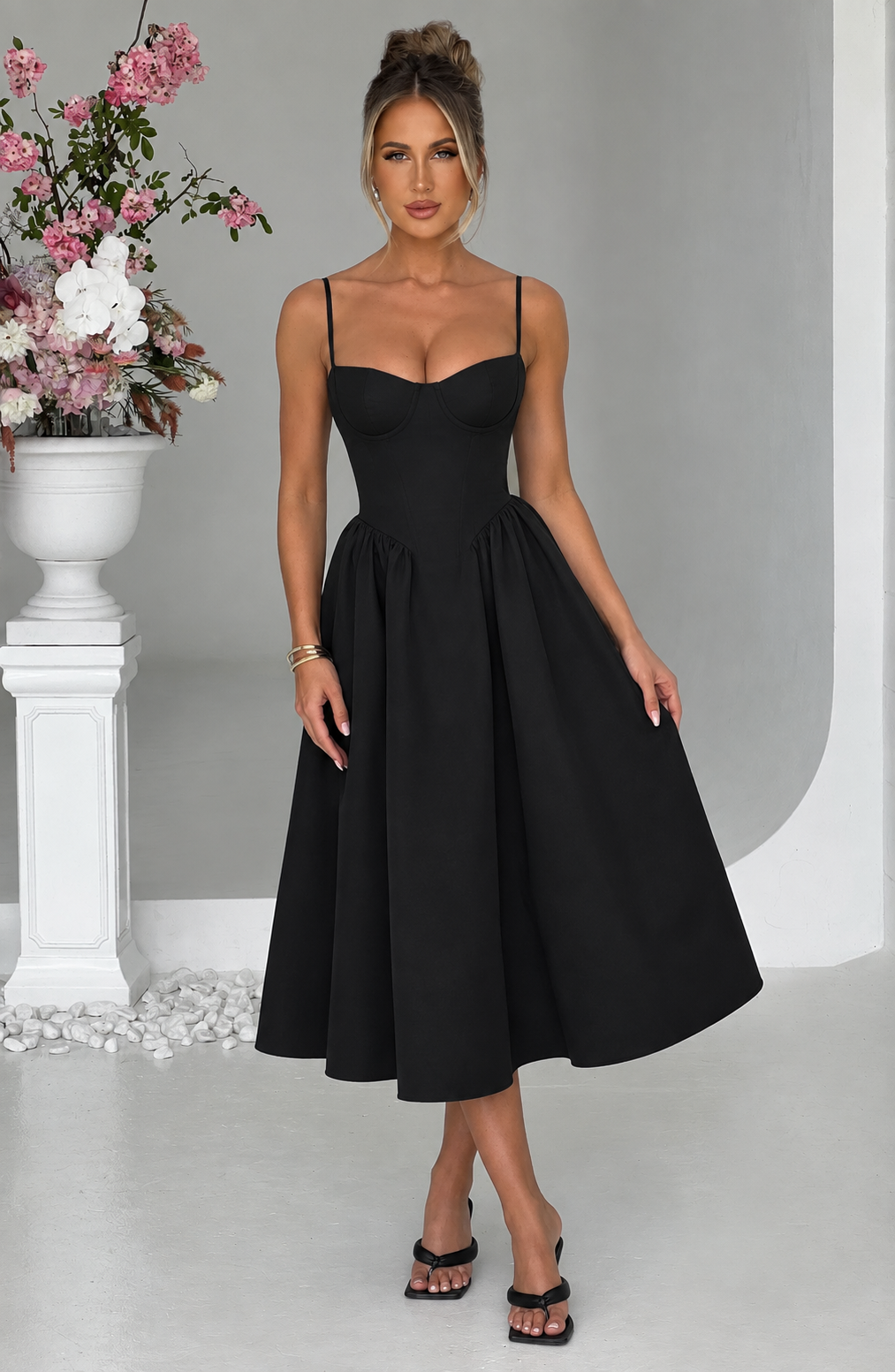 Rosie Midi Dress - Black