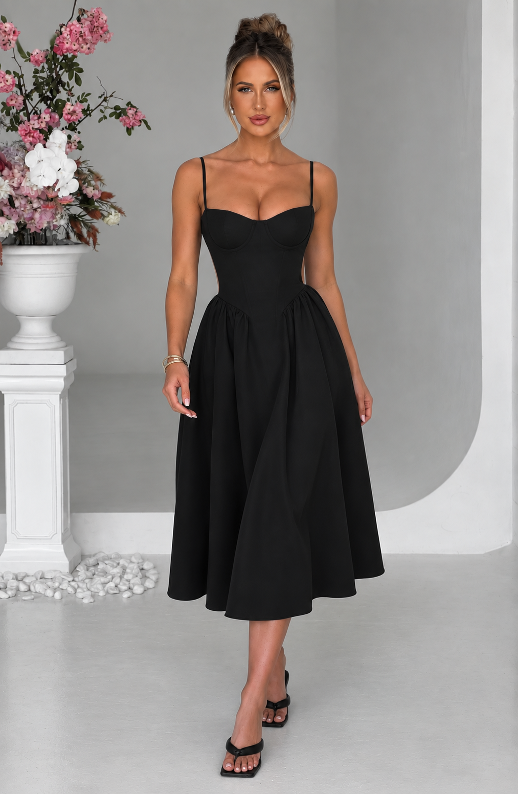 Rosie Midi Dress - Black