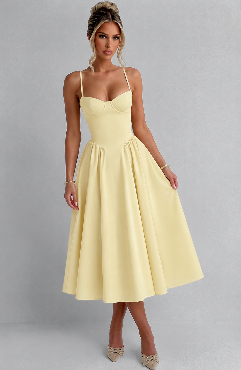 Rosie Midi Dress - Lemon