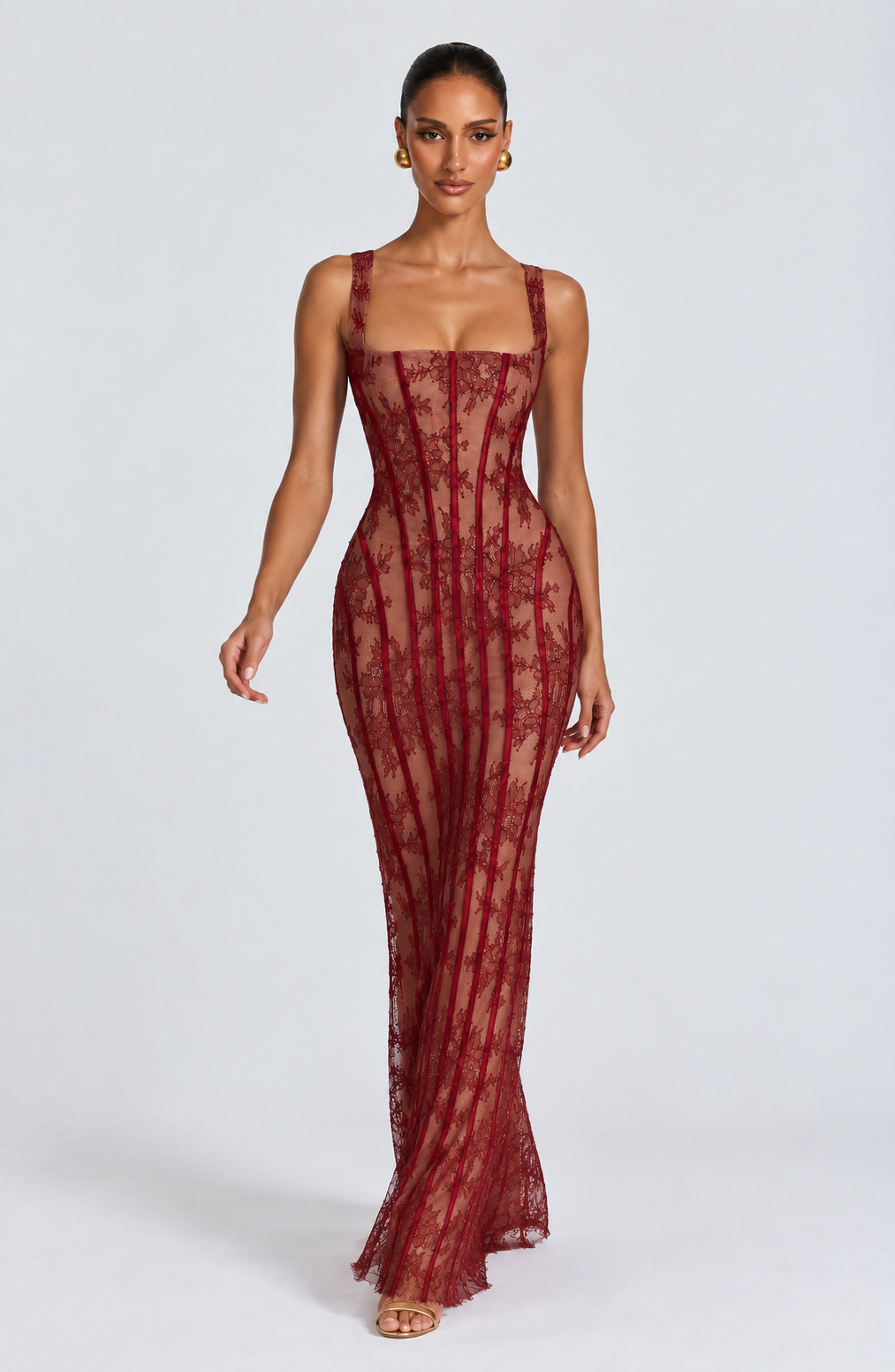 Sophie Midi Dress - Burgundy