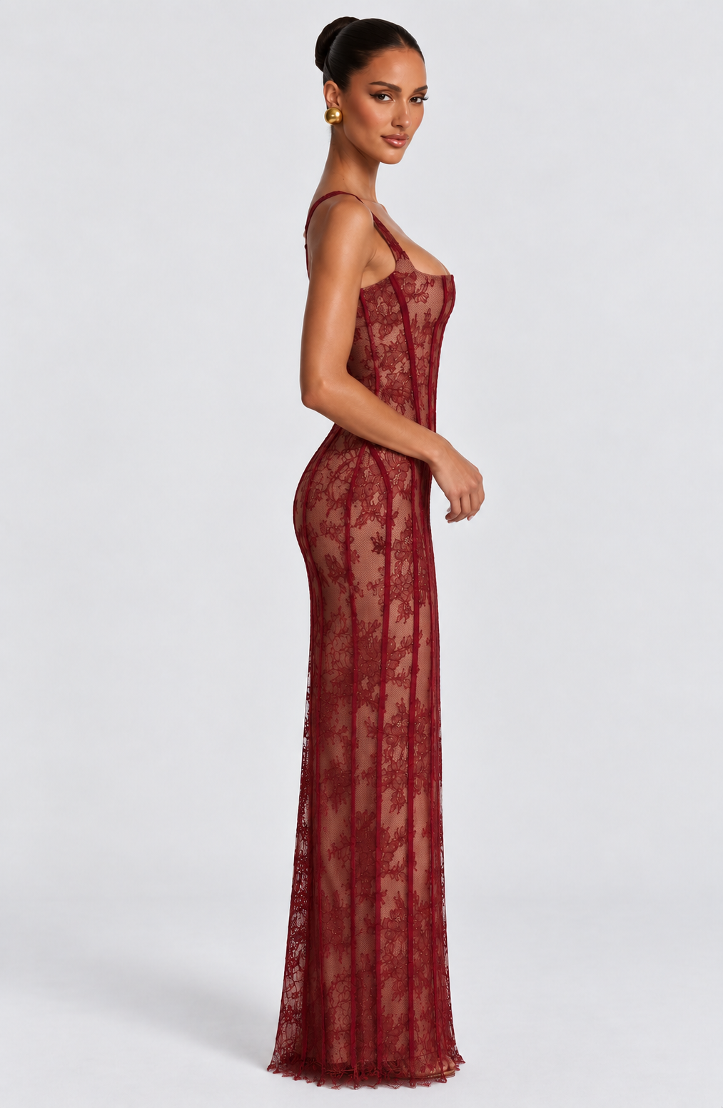 Sophie Midi Dress - Burgundy