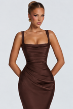 Chloe Maxi Dress - Plum Brown