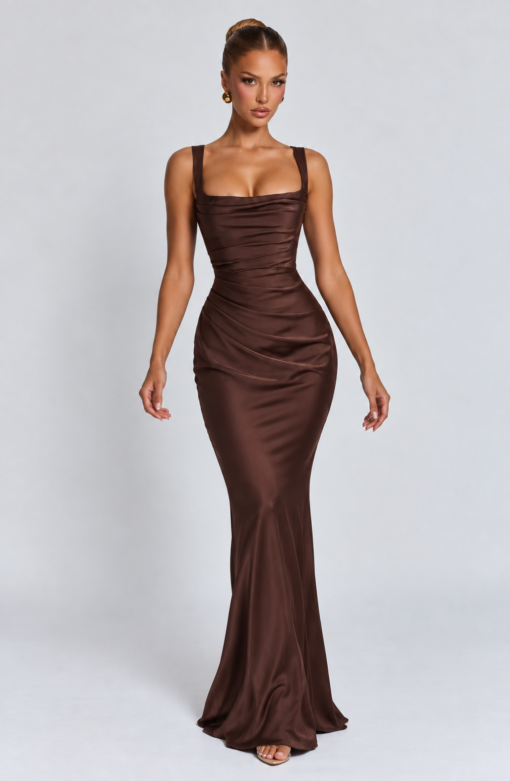 Chloe Maxi Dress - Plum Brown