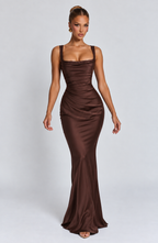 Chloe Maxi Dress - Plum Brown