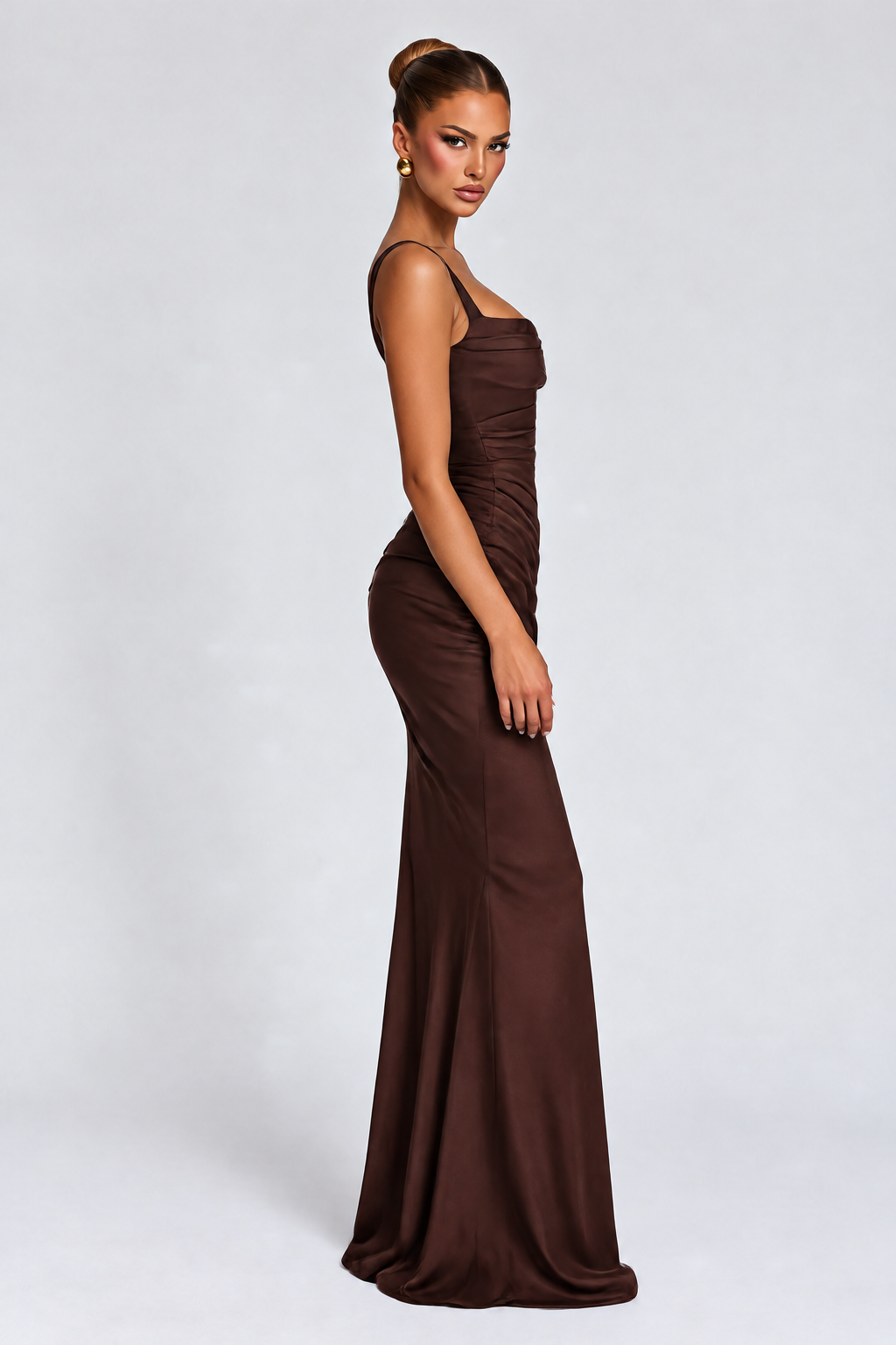 Chloe Maxi Dress - Plum Brown