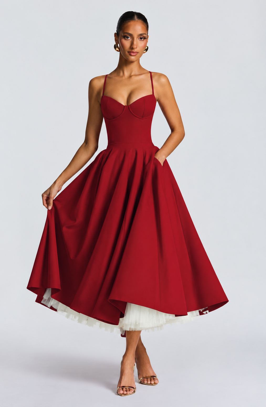 Sophie Midi Dress - Red