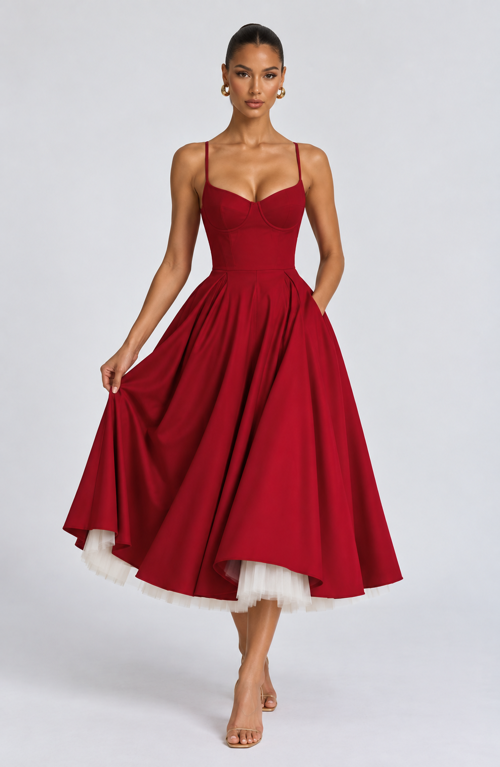 Sophie Midi Dress - Red