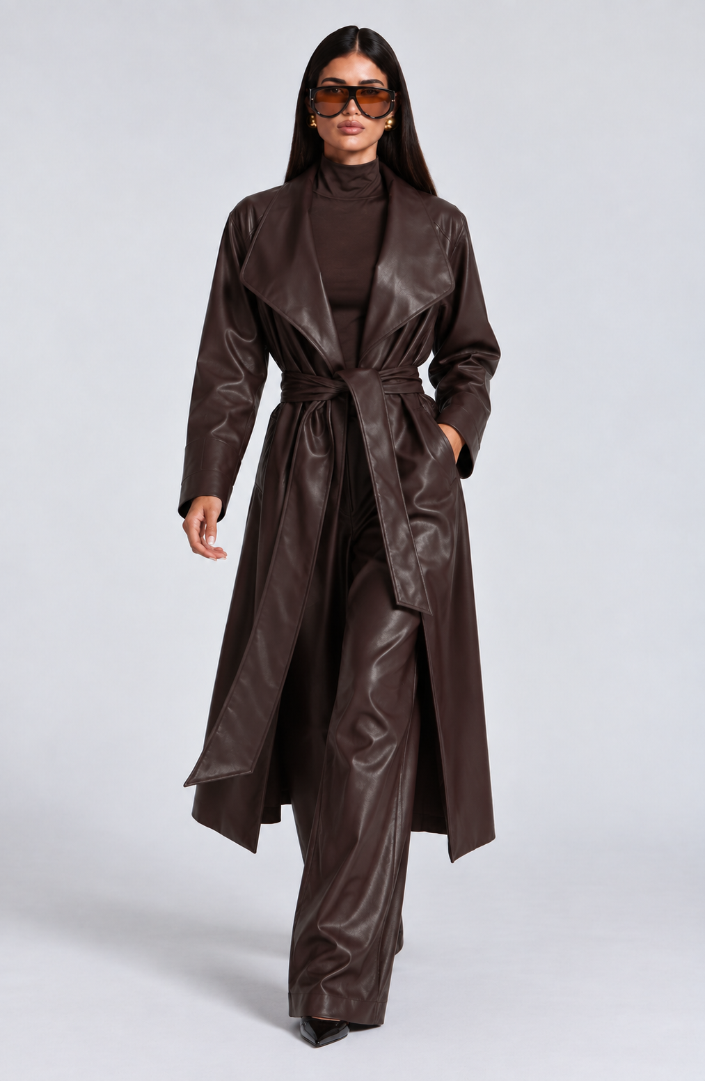 Amber Trench Coat - Plum Brown