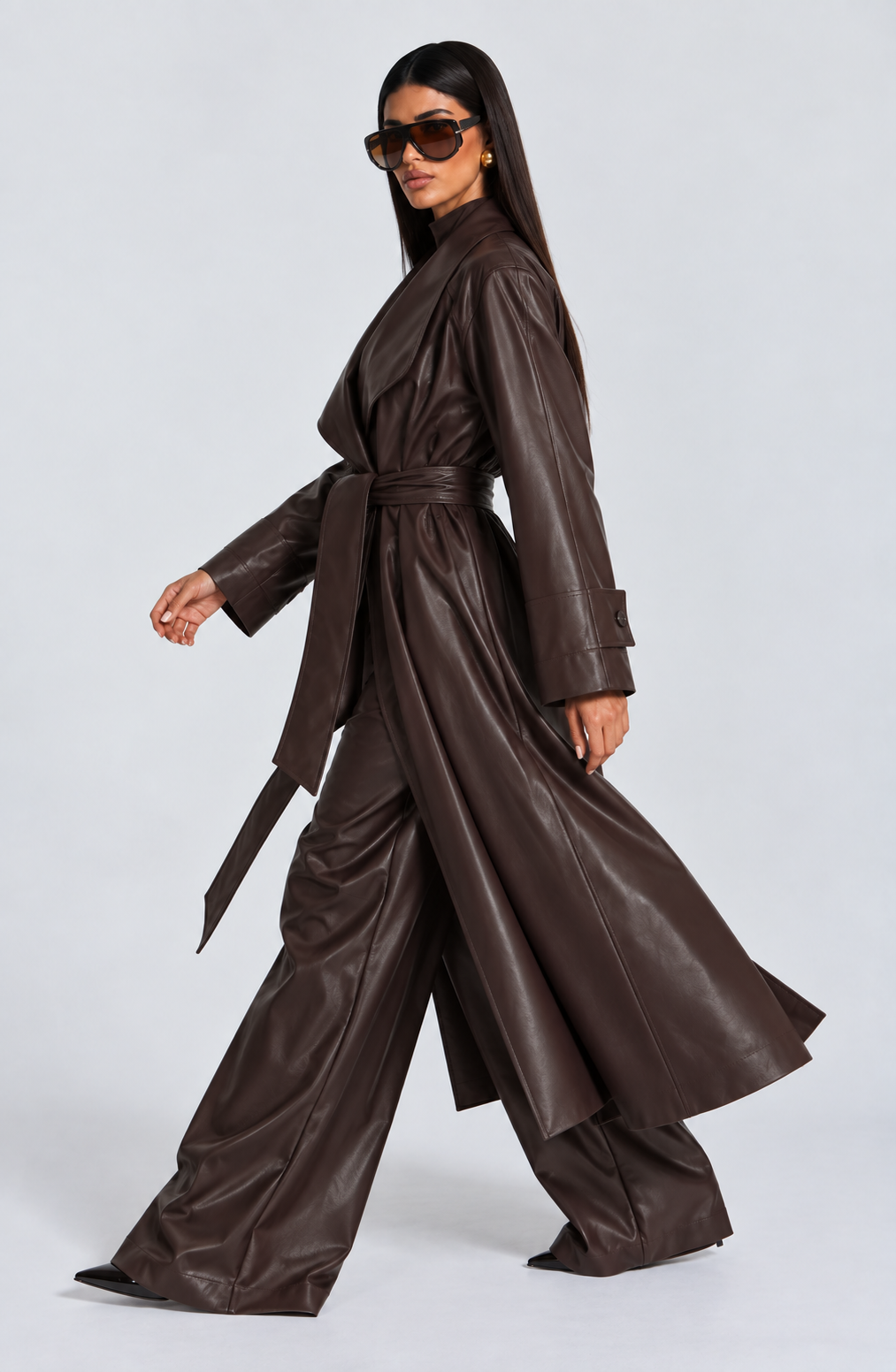Amber Trench Coat - Plum Brown