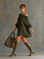 Knit Batwing Sleeve Mini Dress