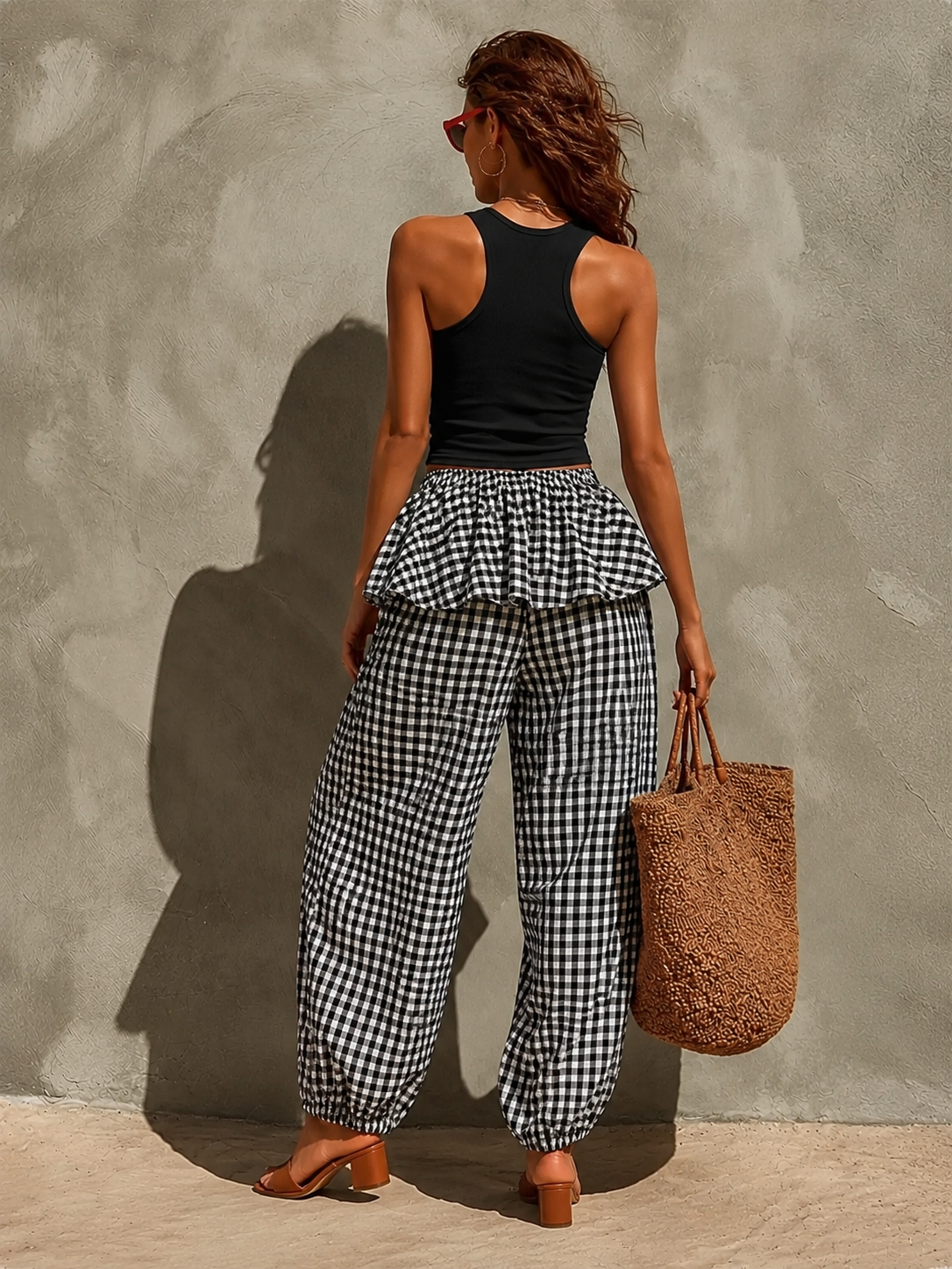 Black & White Striped High-Waist Wide-Leg Pants