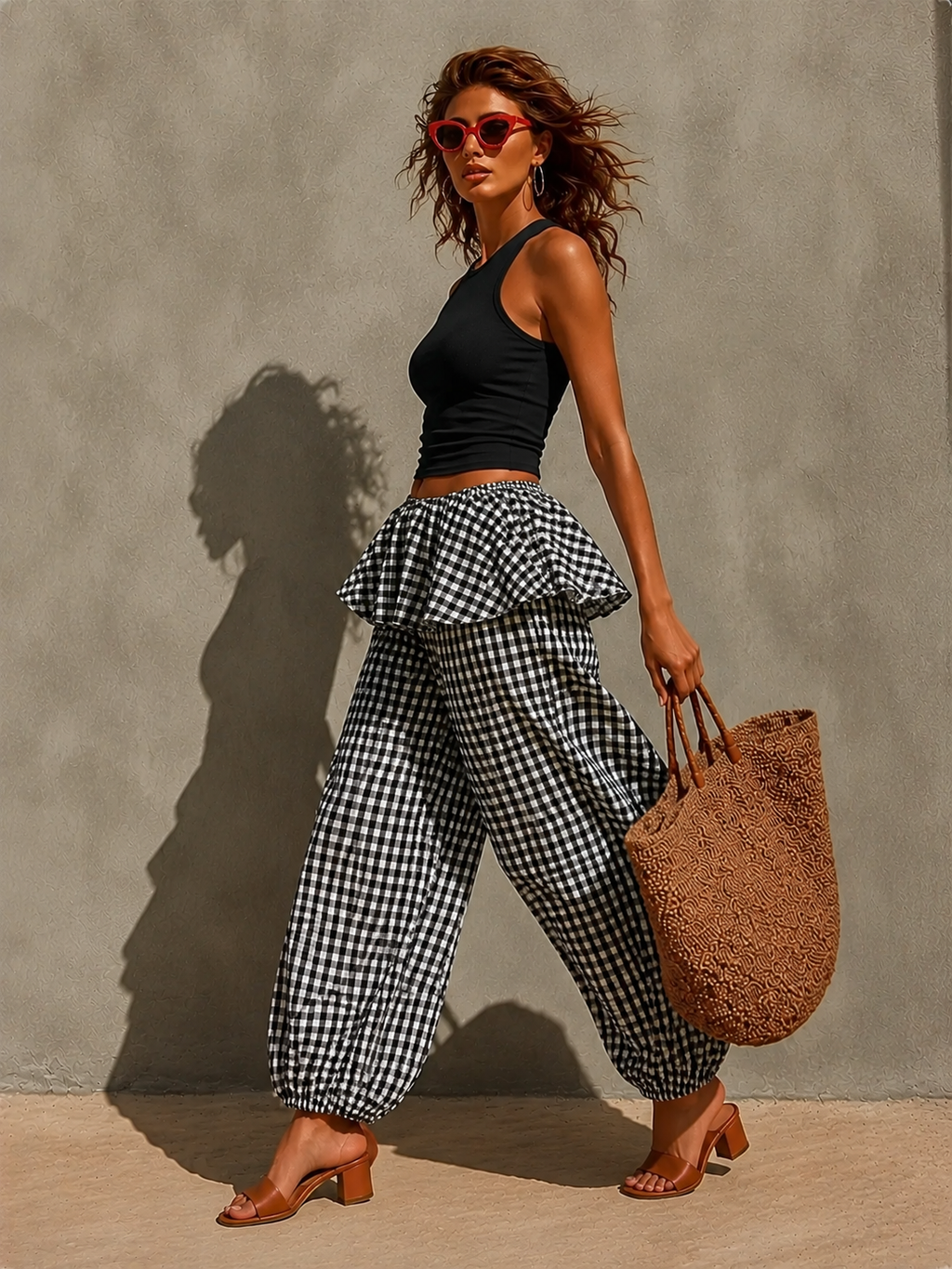 Black & White Striped High-Waist Wide-Leg Pants