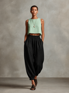 Black Textured Tapered Side-Pocket Trousers