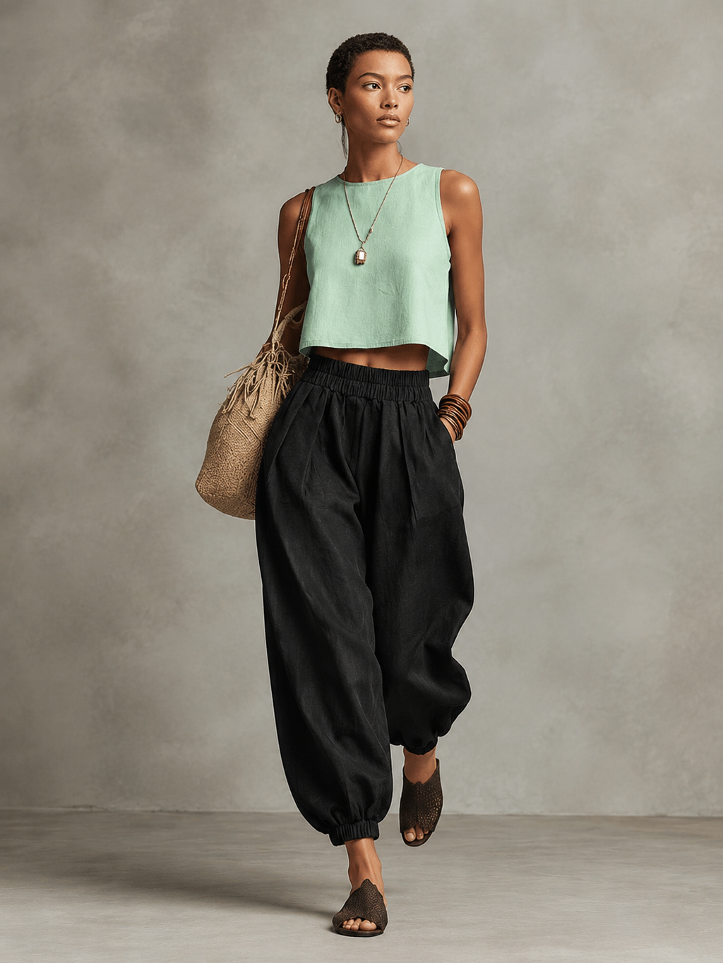 Black Textured Tapered Side-Pocket Trousers