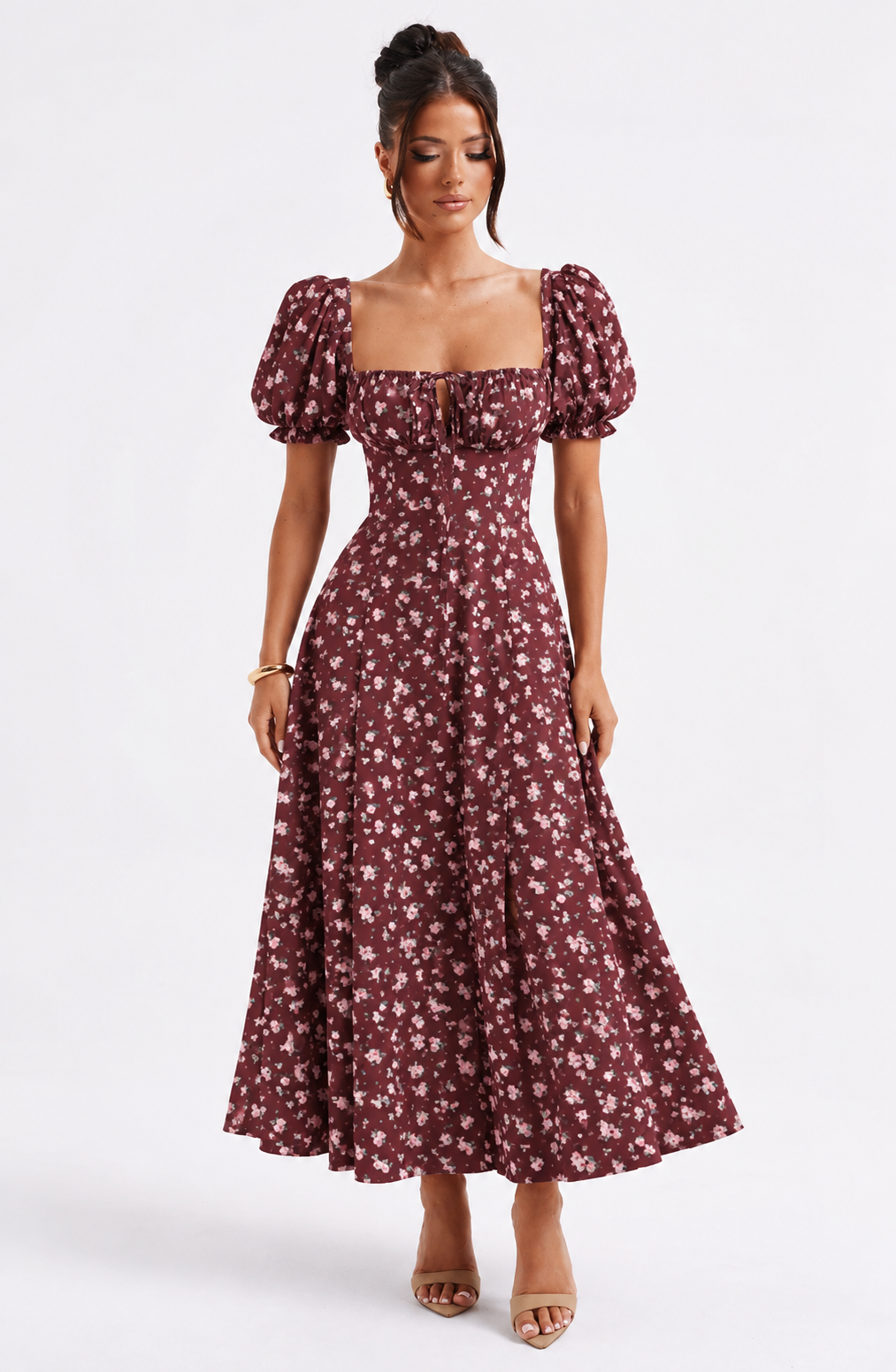 Freya Midi Dress - Wine Red