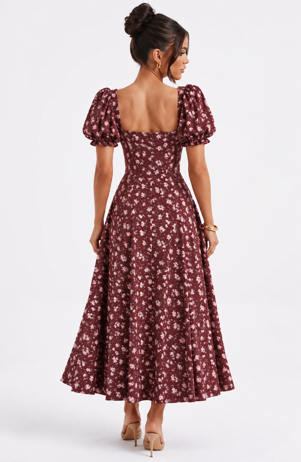 Freya Midi Dress - Wine Red
