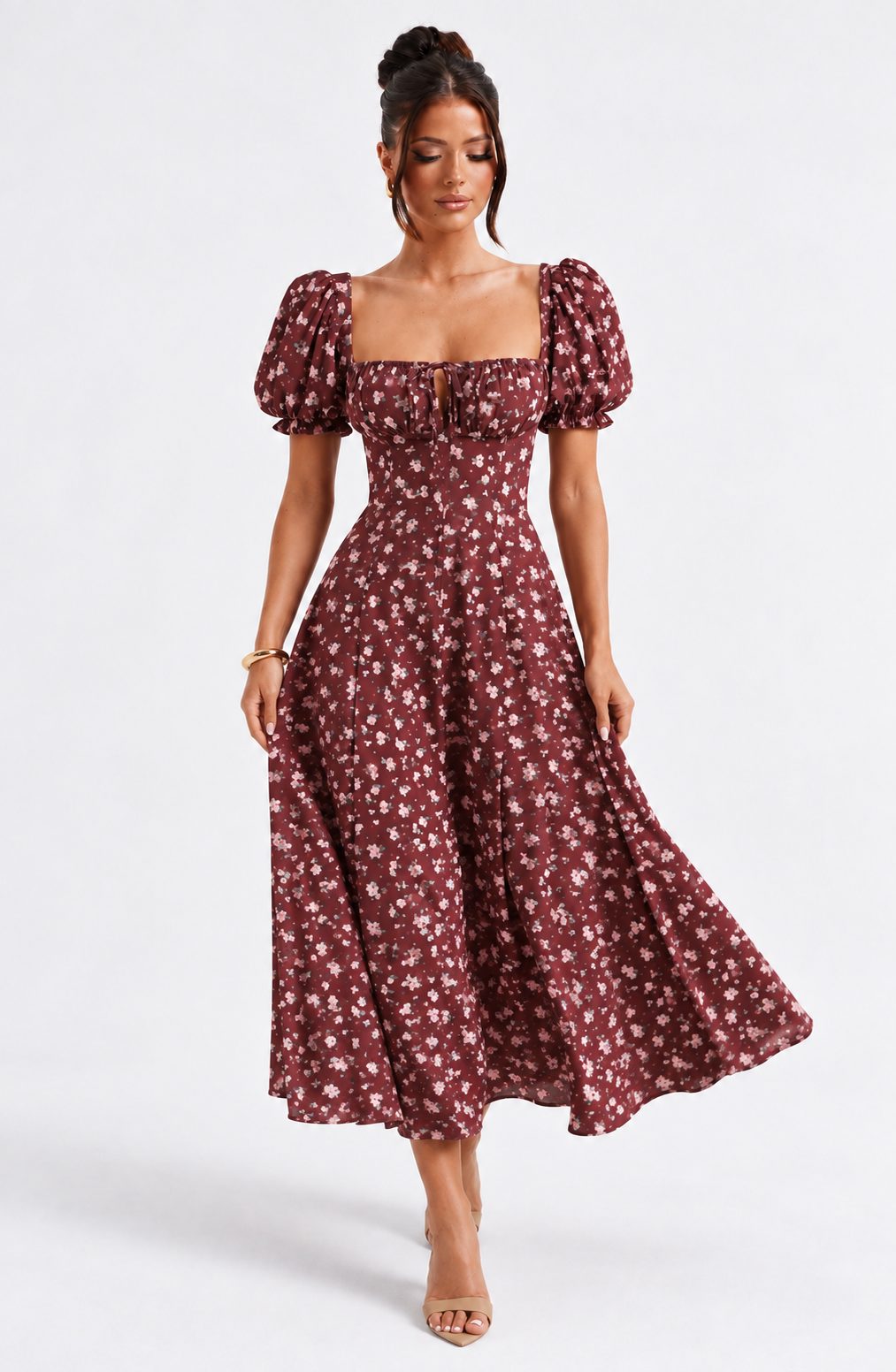 Freya Midi Dress - Wine Red